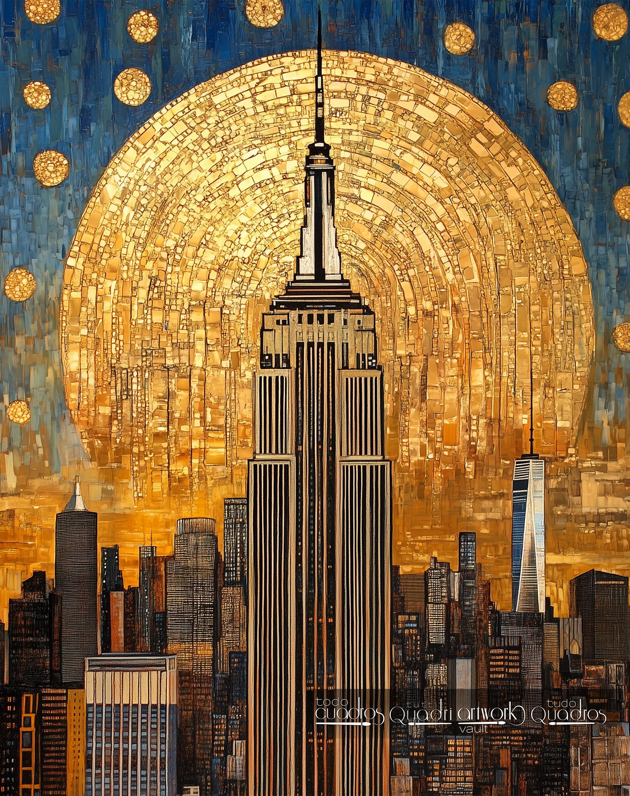 Eternal Glow Over Manhattan, Klimt Style